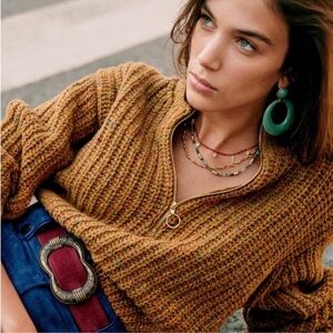 Sezane Nico half zip pullover sweater